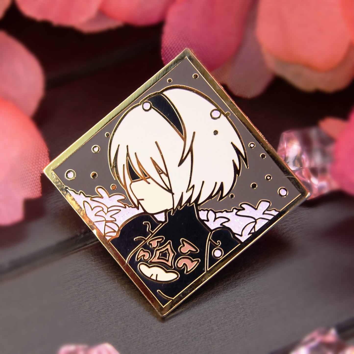 ANDROID GIRL DIAMOND ENAMEL PIN