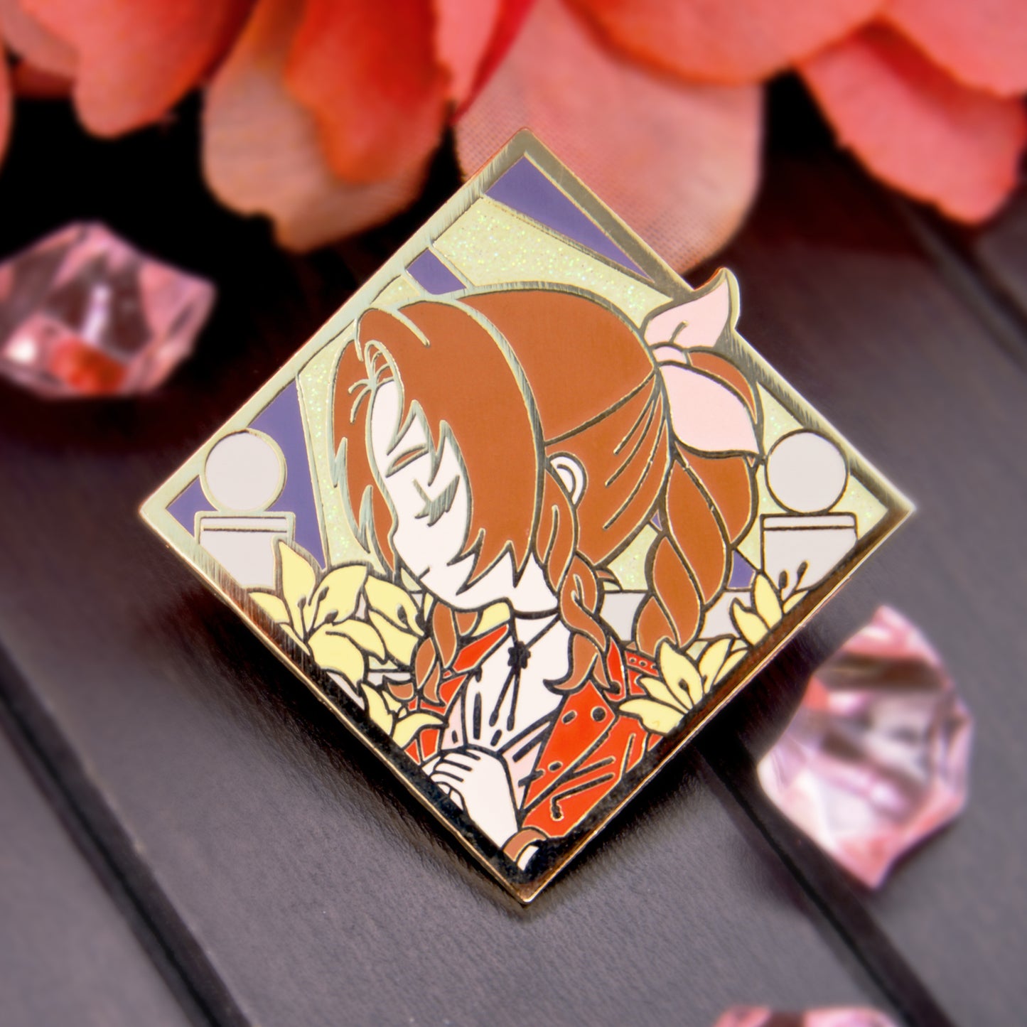 FLOWER GIRL DIAMOND ENAMEL PIN