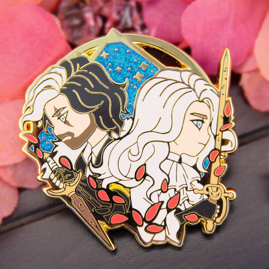 PAINTED EPILOGUE COUPLE DIAMOND ENAMEL PIN